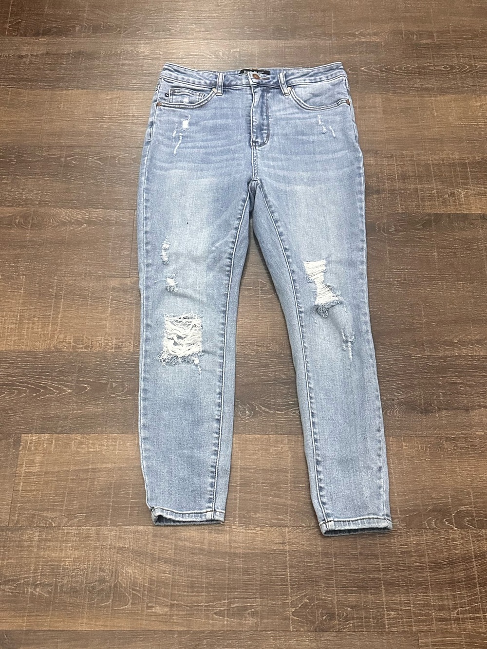 Judy Blue Control Top Distressed Skinny Light Denim Blue Jeans Size 11/30